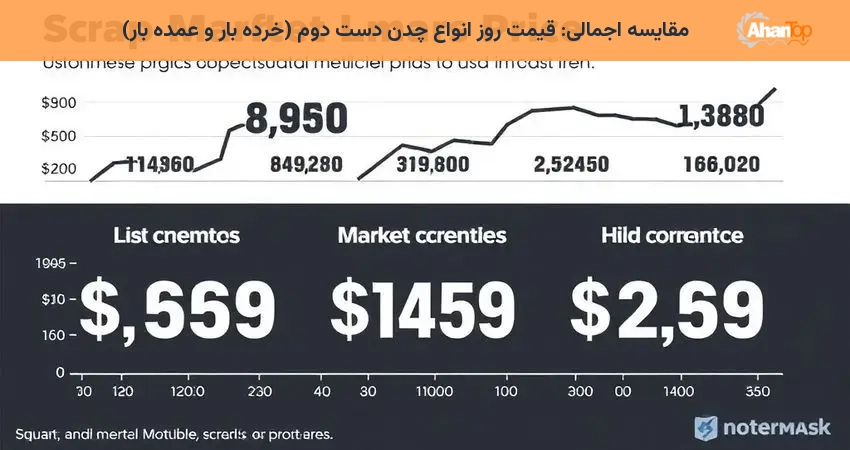 مقایسه اجمالی: قیمت روز انواع چدن دست دوم (خرده بار و عمده بار)