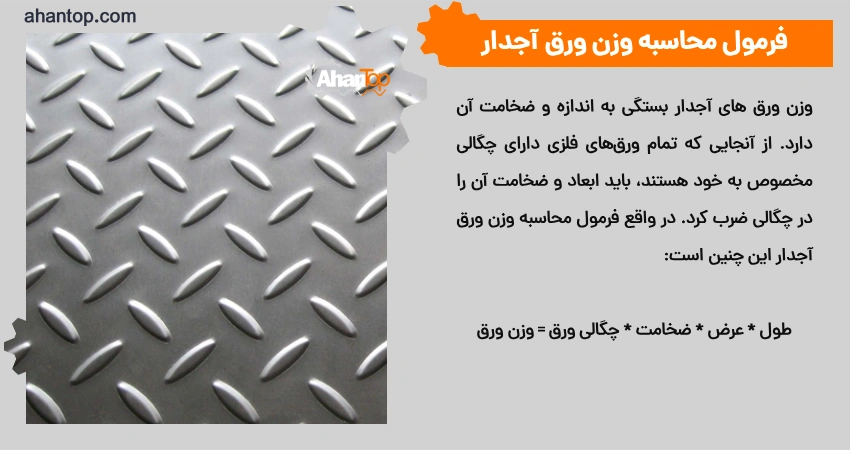 فرمول محاسبه وزن ورق آجدار