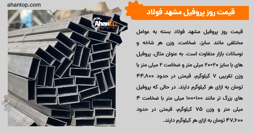 قیمت روز پروفیل مشهد فولاد